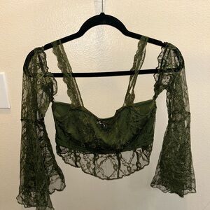 Lace Green Women's Crop Top